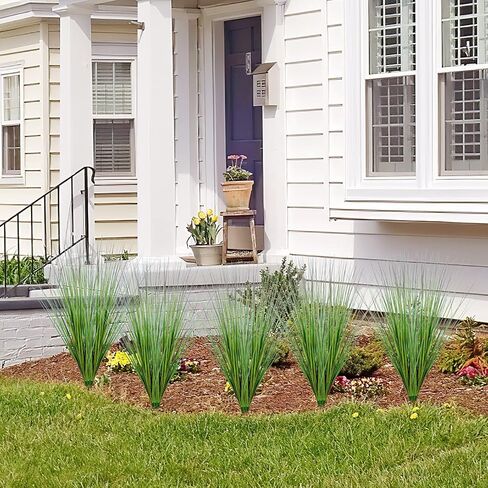 27" Artificial Plants Greenery Wheat Grass for Indoor Outdoor, UV Resistant Realistic Faux Fake Shrubs Plant Onion Grass for Home, Office, Living Room, Garden, Patio(6-Pack) in Kuwait