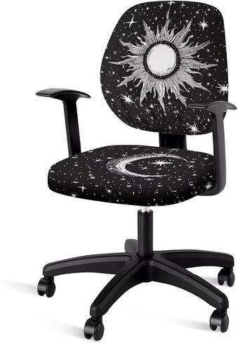 Purple Butterfly Office Chair Cover with Elastic Band Universal Stretch Desk Chair Cover, Computer Chair Slipcovers Anti-Dust Gaming Chair Covers Slipcovers Purple Rotating Chair Covers in Saudi Arabia