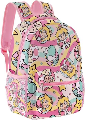Peachy Princess Backpack Lightweight Anime 3D Game Printed School Bookbag Laptop Backpacks Travel Casual Pink Bag, For Girls Back To-School Kids Gift in Saudi Arabia