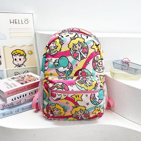 Peachy Princess Backpack Lightweight Anime 3D Game Printed School Bookbag Laptop Backpacks Travel Casual Pink Bag, For Girls Back To-School Kids Gift in Saudi Arabia
