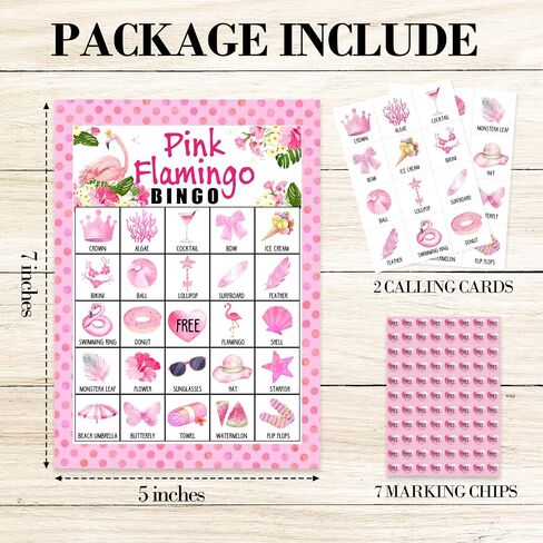 Pink Flamingo Bingo Game Cards, Hawaiian Bingo Games for Adults, Tropical Summer Bingo Cards Supplies, Jungle Bingo Birthday Party Decor Favors, Card Gifts for Women Friends Family Holiday, 10 in Saudi Arabia