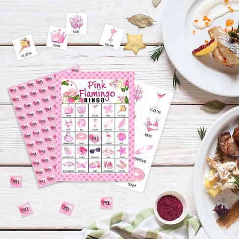 Pink Flamingo Bingo Game Cards, Hawaiian Bingo Games for Adults, Tropical Summer Bingo Cards Supplies, Jungle Bingo Birthday Party Decor Favors, Card Gifts for Women Friends Family Holiday, 10 in Saudi Arabia