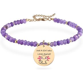 Melix Home Axolotl Gifts Bracelet Cartoon Kawaii Stuff For Fans Teen Girls Women Birthday Present Natural Stone Bracelets