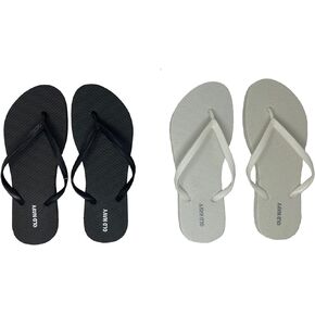 Old Navy Women Beach Summer Casual Flip Flop Sandals (5 White & Black Flip Flops) with Dust Cover