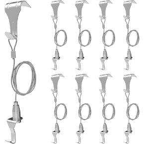 8 Pcs Picture Rail Hanging System,Picture Rail Hooks Molding Hooks Picture Rail Hangers,Adjustable Picture Wire Hooks Kit with 3ft (1 m) Length Cable with Loop,Picture Hanging Kit