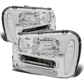 DNA Motoring HL-OH-TRA02-BK-AM Black Housing Amber Corner Headlights Compatible with 02-09 Trailblazer