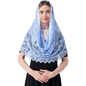 Mantilla Infinity Veils Catholic Church Veil Head Covering Floral Lace Veil Cathedral Lace Infinity Chapel Veil M27