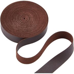 GORGECRAFT 5.5 Yards x 0.79" Flat Leather Cord Double Sided Black Leather Strips 0.08" Thick Imitation Leather Strap Hand-Stitched Edge PU Threads Strings for DIY Crafts Handle Belt Making Workshop