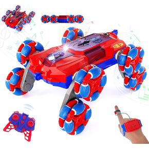 8WD Gesture Sensing RC Stunt Car, 2.4Ghz Hand Remote Control Car Toys for Boys Age 8-13 13+ Year Old with Spray & Light & Sound, Rotation Remote Control Car for Christmas Birthday Gifts, Spider