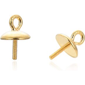 10pcs Adabele Authentic 925 Sterling Silver Screw Eye Peg Bail Clasp 3mm (0.12 Inch) Small Pearl Cup Glue-On Pendant Connector for Jewelry Makings SS228-3