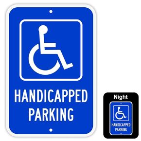 18"x12"Handicap Parking Sign 040"Aluminum Handicapped Sign Reflective Sign Rust Free Aluminum-UV Protected and Weatherproof Handicap Signs for Parking lot for car