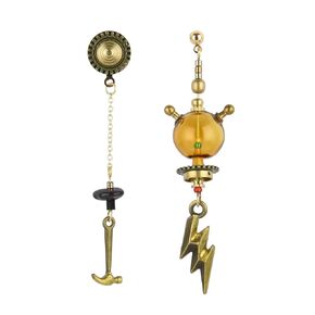 Steampunk Earrings for Women, Mismatched Earrings, Weird Dangle Earrings, Lightning Gear Earrings