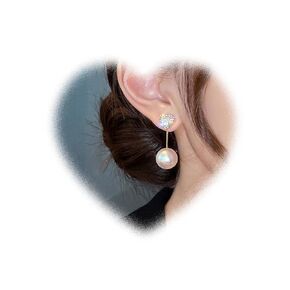 Boho Crystal Heart Jacket Earrings Gold Pearl Drop Earrings Cz Heart Stud Earrings Pearl Wedding Earrings Front Back Earrings Jewelry for Women and Girls Gifts