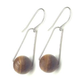 Polished Gemstone Crystal Orb Earrings (Selenite)