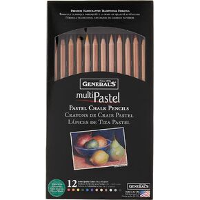 General Pencil 4400-12A General's Pastel Chalk Pencils, 12 Colors, Multicolor, 7 x 1/4 x 1/4 in