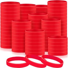 Liliful 200-piece Blank Silicone Bracelets - Bulk Elastic Wristbands for Adults, Suitable for Team Events, Parties, and Stocking Stuffers(7.95 x 0.47 x 0.08 inch,White Blue)