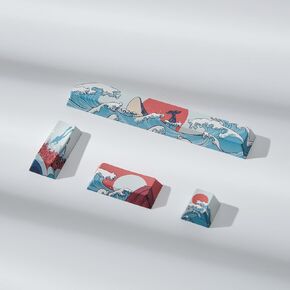 Gliging 4pcs Keycaps, Black Coral Sea Keycap PBT Keycap Cherry Profile Dye-Sublimation Space Bar 6.25U ESC Enter Custom Keycap Set for Mechanical Keyboard Caps Desktop Computer Keyboards