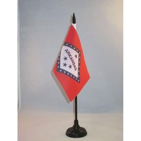 AZ FLAG Arkansas Table Flag 4'' x 6'' - US State of Arkansas Desk Flag 15 x 10 cm - Black Plastic Stick and Base