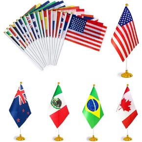 50 Pack Countries Flag World National Table Flag Small Mini Country International Desk Flags With Stand Base,For Country Olympics Cup Sports Events Grand Opening Party Festival Decorations