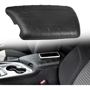 KEWISAUTO Center Console Armrest Cover for Challenger 15-23, TPE Black Waterproof Scratch Resistance Soft Center Console Armrest Pad Cover for Dodge Challenger 2015-2023 Interior Accessories