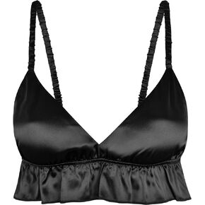 Satini Sissy Frilly Ruffled Fitted Silky Satin Lingerie Bralette