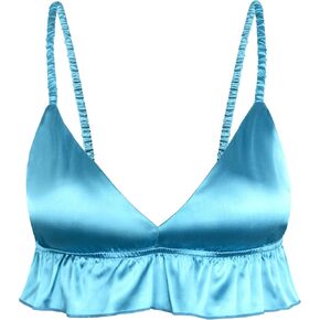 Satini Sissy Frilly Ruffled Fitted Silky Satin Lingerie Bralette