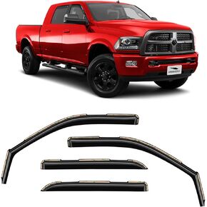 Voron Glass in-Channel Extra Durable Rain Guards for Ram 2500/3500 2011-2024 Mega Cab, Window Deflectors, Vent Window Visors, 4 Pieces - 200547