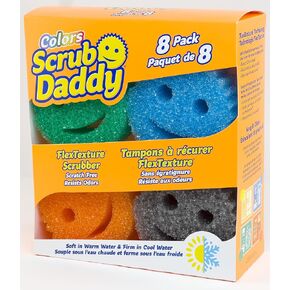 Scrub Daddy 8 Sponge Set, Colors, Scratch-Free Sponges for Dishes & Home, Odor Resistant Scrubbers, Soft in Warm Water Firm in Cool, Deep Cleaning, Dishwasher Safe, Multi-use Functional Ergonomic, 8ct