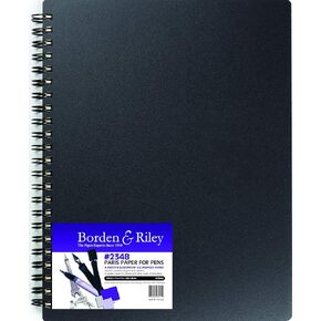 Borden & Riley 11" x 14" #234 Paris Paper for Pens Hardcover Sketch Book, Side Spiral, 108 lb., 40 Micro-Perfed White Sheets, 1 Book Each (234B111440)