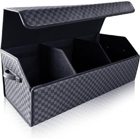 Car Organizers for Trunk for Suv Sedan, Leather Storage Box,Extra Large,Magnetic Lid,Collapsible and Adjustable