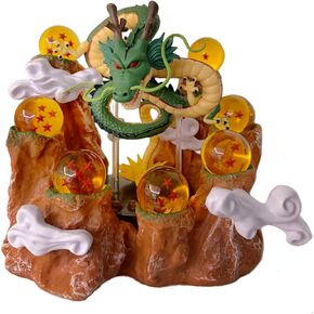 تمثال Shenlong تمثال تنين من الراتنج + مجموعة كرات كريستالية 3.5 سم مكونة من 7 + حامل جبلي 0.66 كجم مناسب لمجموعات محبي الرسوم المتحركة وتزيين الحفلات ومجموعات هدايا عيد الميلاد in Kuwait