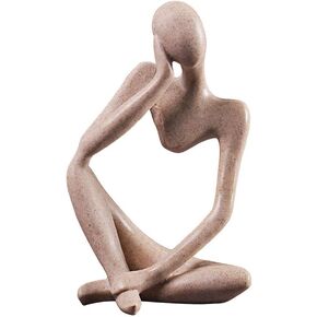 Thinker Figurine Resin Sculpture Statue Collectible Craft Art Handcrafted for Desktop Decor(Smooth)