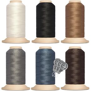 Gutermann Upholstery Thread 300m/328yd (737894) - 100% Polyester - 6 Pack Bundle with 3 Bella's Crafts Needle Threaders (Oyster, Black, Slate)