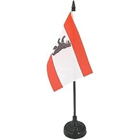 علم طاولة AZ FLAG Berlin مقاس 4 بوصة × 6 بوصة - ألمانيا - علم مكتب منطقة برلين الألمانية 15 × 10 سم - عصا وقاعدة بلاستيكية سوداء