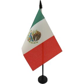 AZ FLAG Mexico Table Flag 4'' x 6'' - Mexican Desk Flag 15 x 10 cm - Black Plastic Stick and Base
