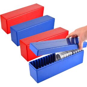 4 قطع 2 × 2 صندوق تخزين العملات المعدنية، صندوق تخزين العملات المعدنية، صناديق تخزين العملات المعدنية لهواة جمع العملات المعدنية، صندوق تخزين العملات المعدنية البلاستيكي ذو صف واحد لجمع العملات المعدنية المكتبية والمنزلية ومستلزمات البنك in Kuwait