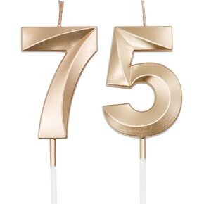 شموع عيد الميلاد 75 و57 الفضية للكعك، رقم 75 57 شمعة كعكة كب كيك لتزيين حفلات أعياد الميلاد