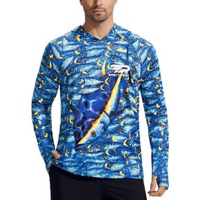 Men's UPF 50+ Sun Protection Fishing Shirt Long Sleeve UV Hoodie