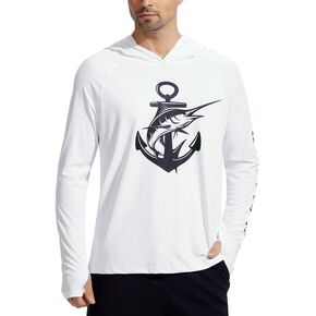 Men's UPF 50+ Sun Protection Fishing Shirt Long Sleeve UV Hoodie