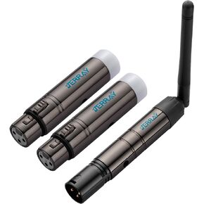 3pcs DMX512 DMX Dfi DJ 2.4G Wireless 2 Receiver with Light Dome & 1 Transmitter LED Lighting Control Short Version for LED Stage Par Party Light Black
