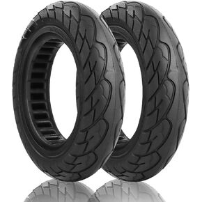 2PC 10 x 2.125 Honeycomb Tire for Segway Ninebot F Series (F20 F25 F30 F40) D28U Electric Kick Scooter Wheel Parts Honeycomb Double Shock Absorption Front/Rear Solid Tire
