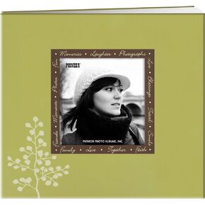 Pioneer Photo Albums MB-88EVF/L 20 Page Designer Printed Raised Frame Leaves Cover Scrapbook for 8 by 8-Inch Pages, Clear,White
