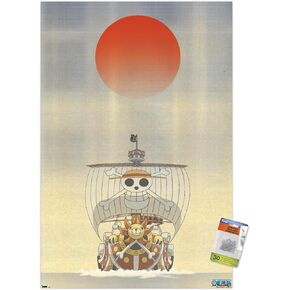 قطعة واحدة - ملصق حائط فني The Thousand Sunny مع دبابيس دفع