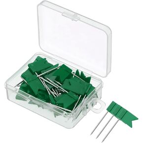 PATIKIL Flag Map Push Pins, 50 Pcs 1 Inch Travel Map Pins with Plastic Head for Cork Bulletin Board, Picture, Map Hanging, Black
