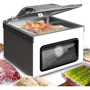 NutriChef Vacuum Sealer Machine - 350W Commercial 8L Chamber Type Automatic Food Sealer System - Air Seal Machine Meat Packing Sealing Storage Preservation Sous Vide, Vac Roll Bags