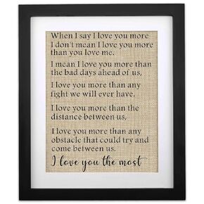 I Love You the Most Burlap Print for Hunband Wife, 11" X 13", I Love You Gift for Wedding Anniversary Valentines Day, Unique Gifts for Couples Boyfriend Girlfriend Birthday Gifts for Him Her