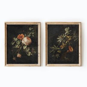 Vintage Flowers Decor, Dark Academia Decor, Grunge Wall Decor, Botanical Wall Decor, Floral Prints, Country Wall Art, Farmhouse Art Prints, French Botanical Art Prints Set 2(11x14 IN UNFRAMED)