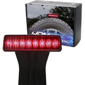 iJDMTOY Super Red LED 3rd Brake Light with F1 Strobe Feature Compatible With Jeep 2007-2017 Wrangler JK, Black Housing High Mount Third Brakelamp Assembly Powered by 8 Red LED Emitters