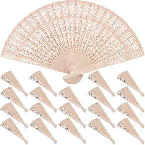 60 Packs 8 Inch Sandalwood Fan, Folding Wooden Fan Chinese Sandalwood Hand Held Foldable Openwork Wood Fan for Wedding, Decoration, Birthday, Shower