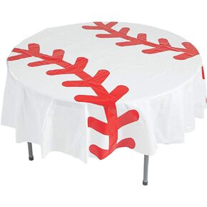 Baseball Round Plastic Tablecloth - Sports Party Supplies - Disposable for Easy Cleanup